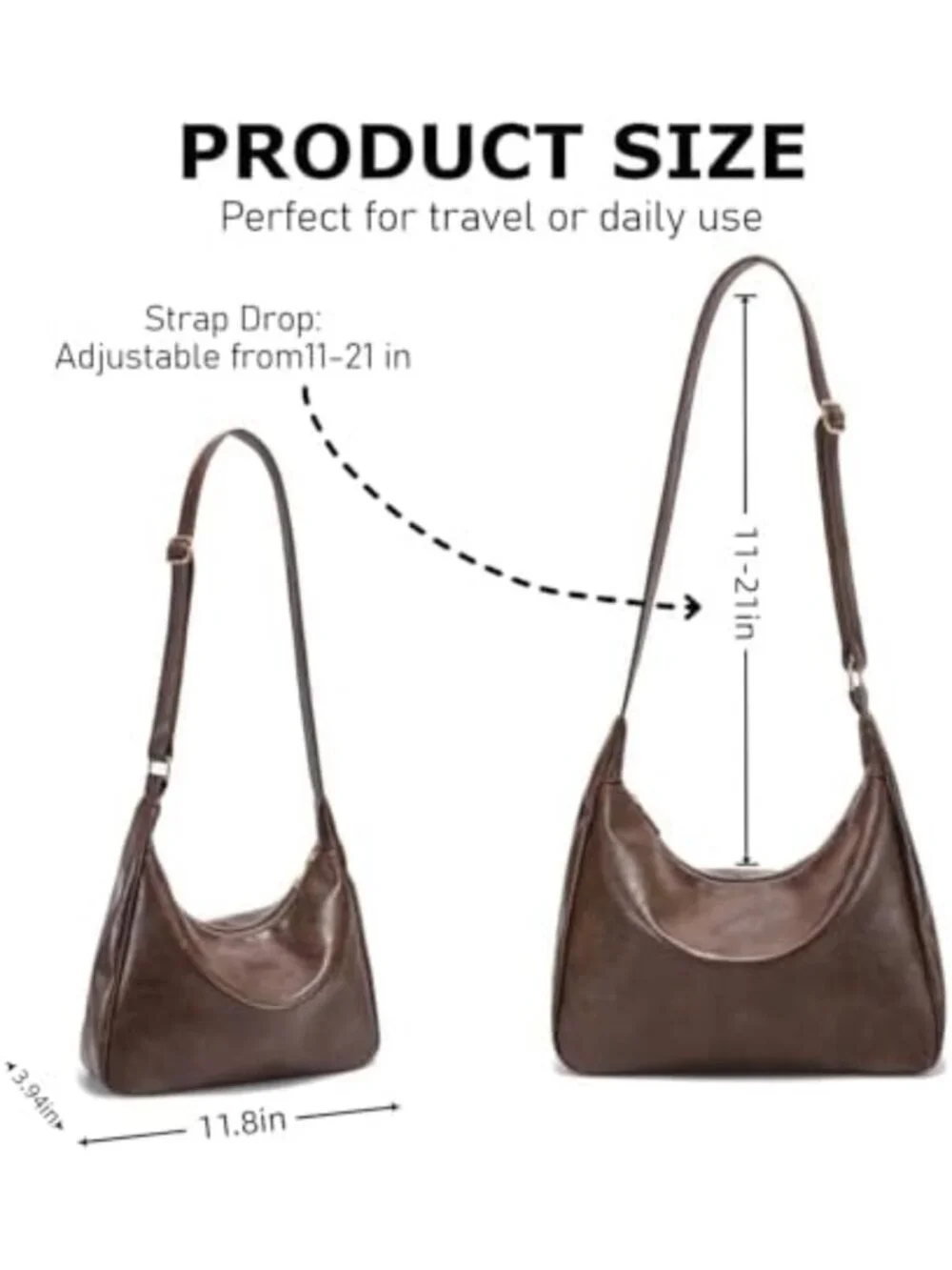 Soft Foldable Vegan Leather Crossbody Bag for Women - Slouchy Shoulder Purse